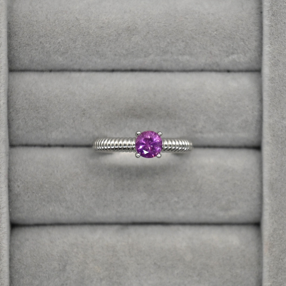 RIS008-14 Solitaire Sapphire 11# Adjustable Sterling Silver Ring