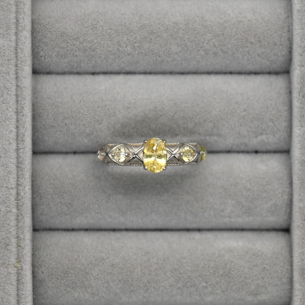 RIS001-07 5-Piece Sapphire 11# Adjustable Silver Cluster Ring