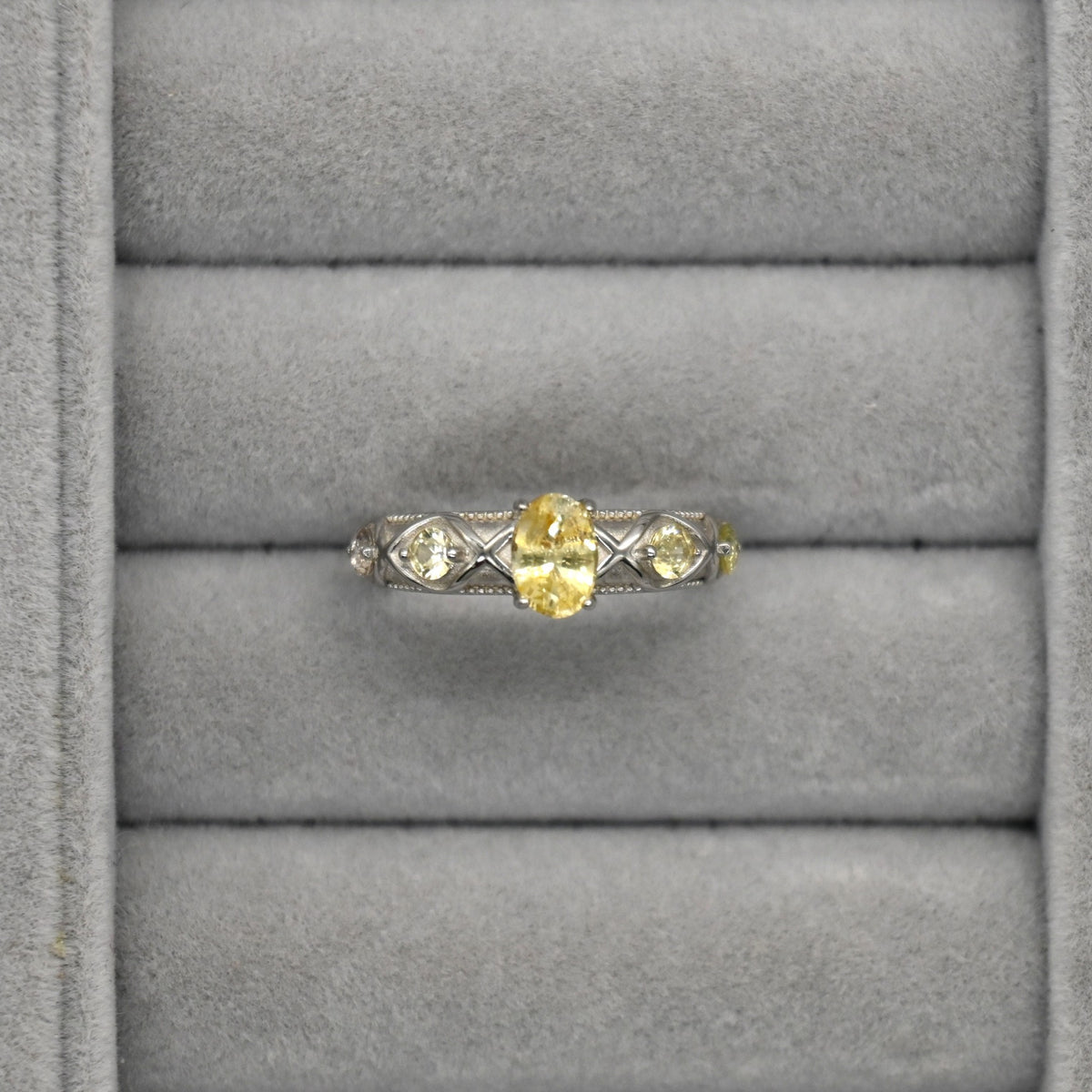 RIS001-07 5-Piece Sapphire 11# Adjustable Silver Cluster Ring