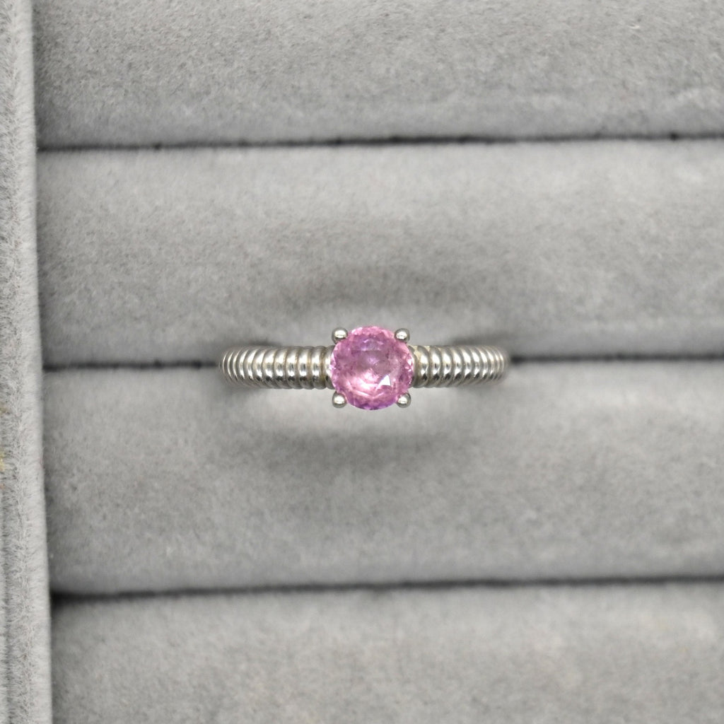 RIS008-14 Solitaire Sapphire 11# Adjustable Sterling Silver Ring