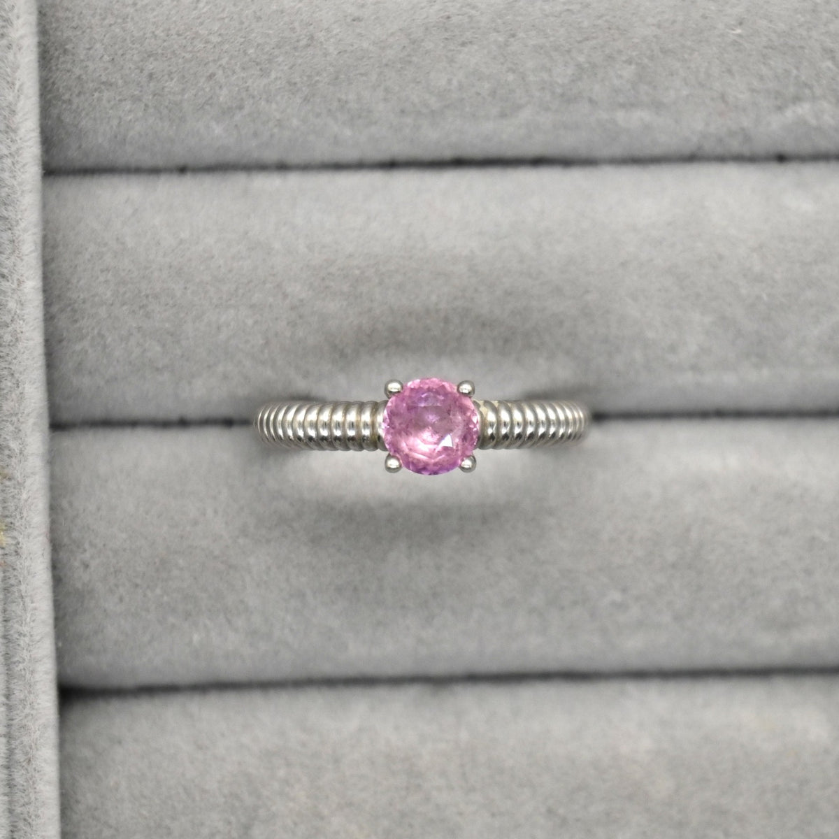 RIS008-14 Solitaire Sapphire 11# Adjustable Sterling Silver Ring