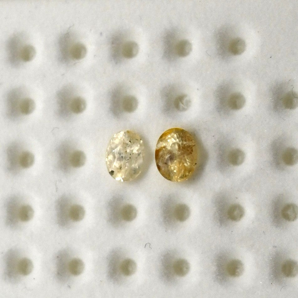 SAL007 2.35ct Natural Yellow Sapphire Duo - Character Inclusion Pair