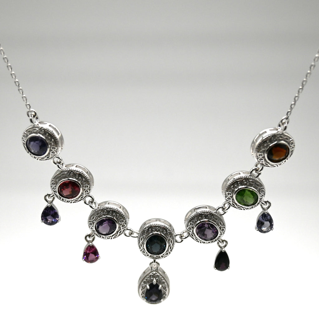 NES007~09 "Grape Cluster" Peridot Silver Handcrafted Necklace