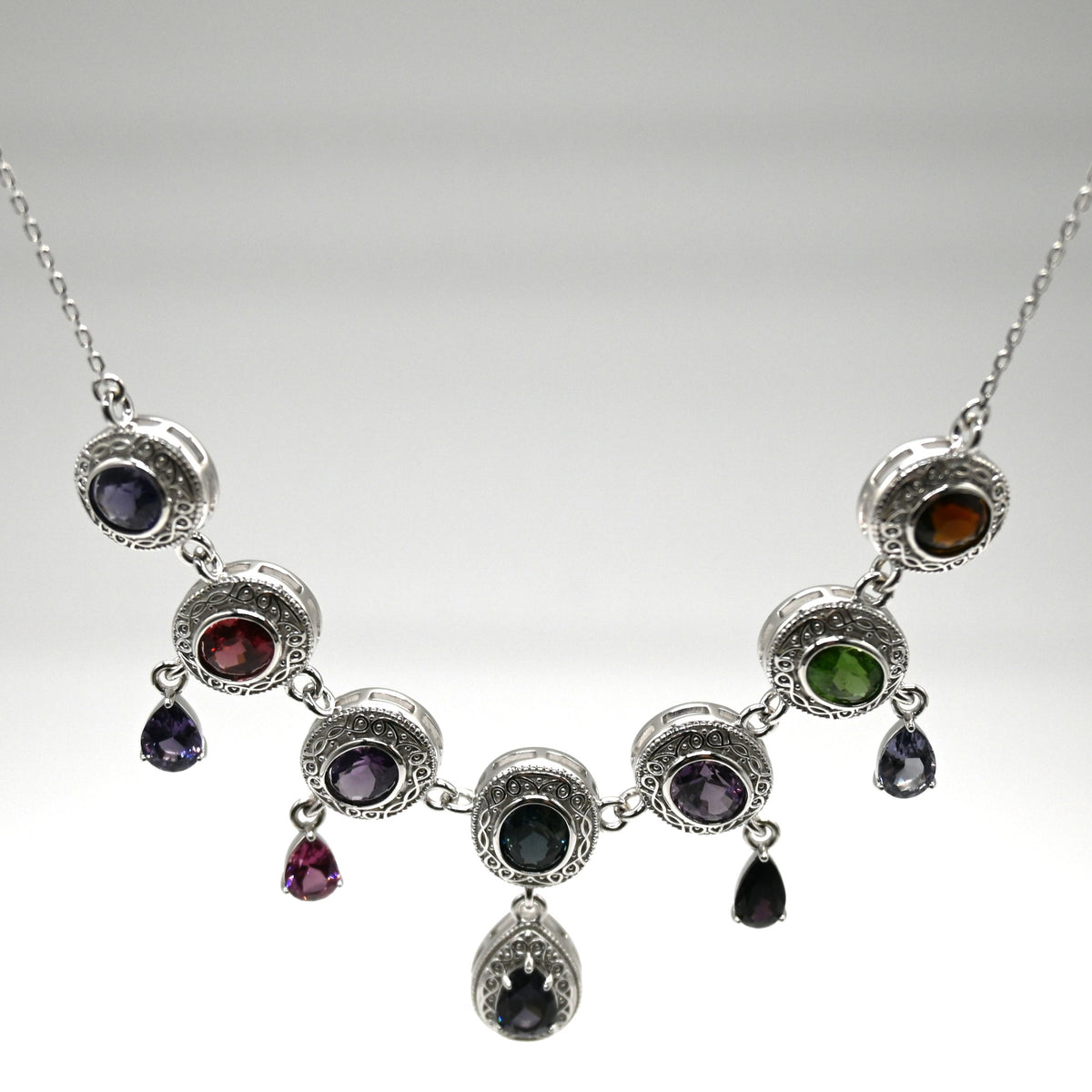 NES007~09 "Grape Cluster" Peridot Silver Handcrafted Necklace