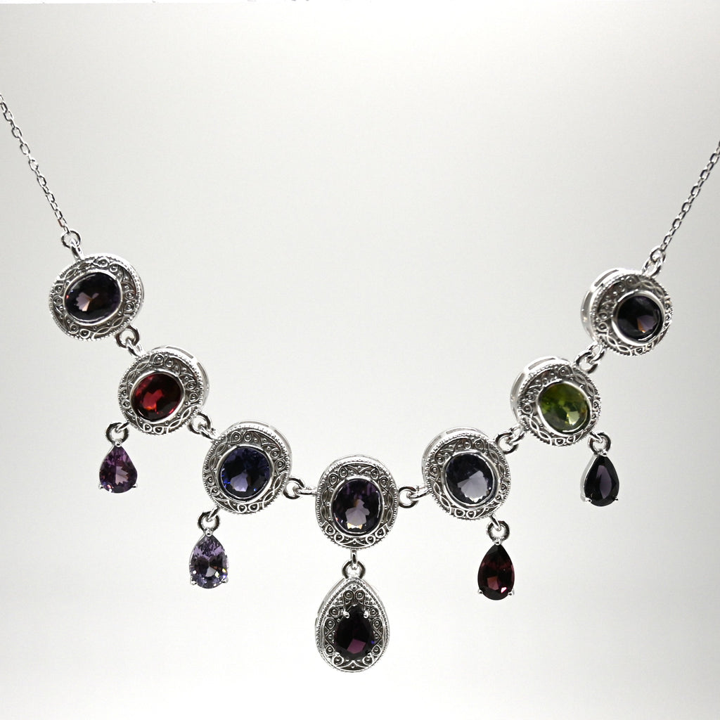 NES007~09 "Grape Cluster" Peridot Silver Handcrafted Necklace