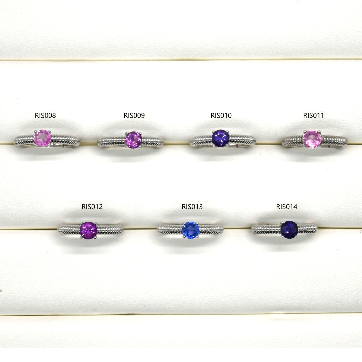 RIS008-14 Solitaire Sapphire 11# Adjustable Sterling Silver Ring