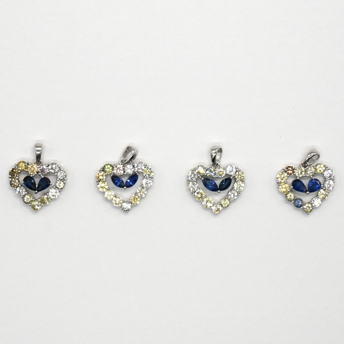 PES006~09 Sapphire Heart Shape Artisan Silver Pendant