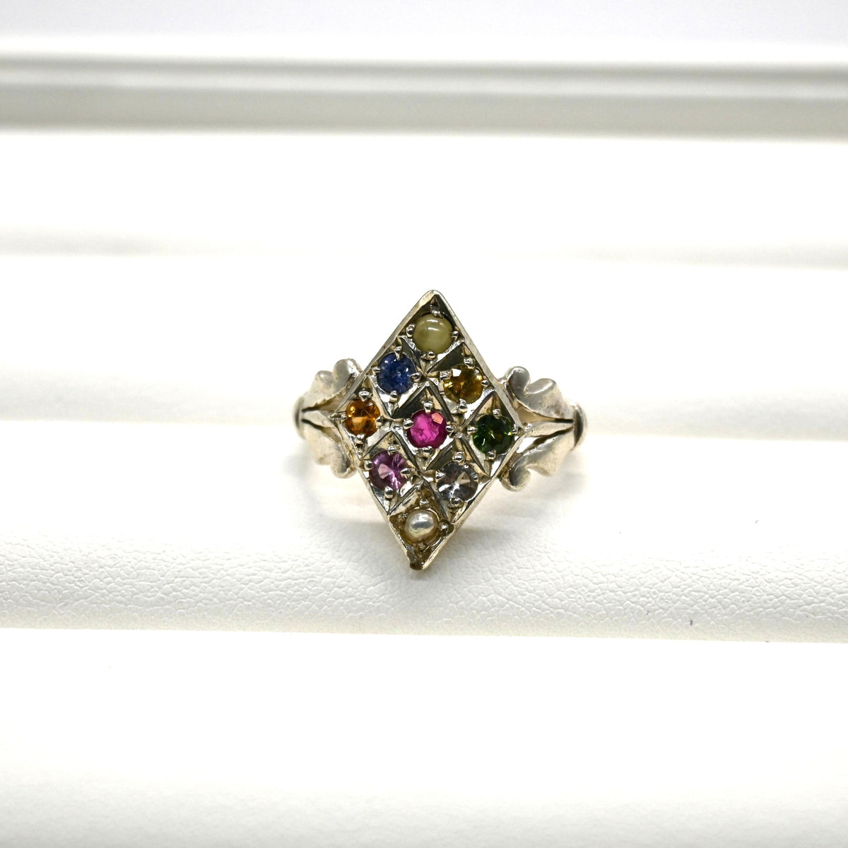 HR0010 9-Piece Sapphire Shield Ring Multi Gem 925 Sterling Silver