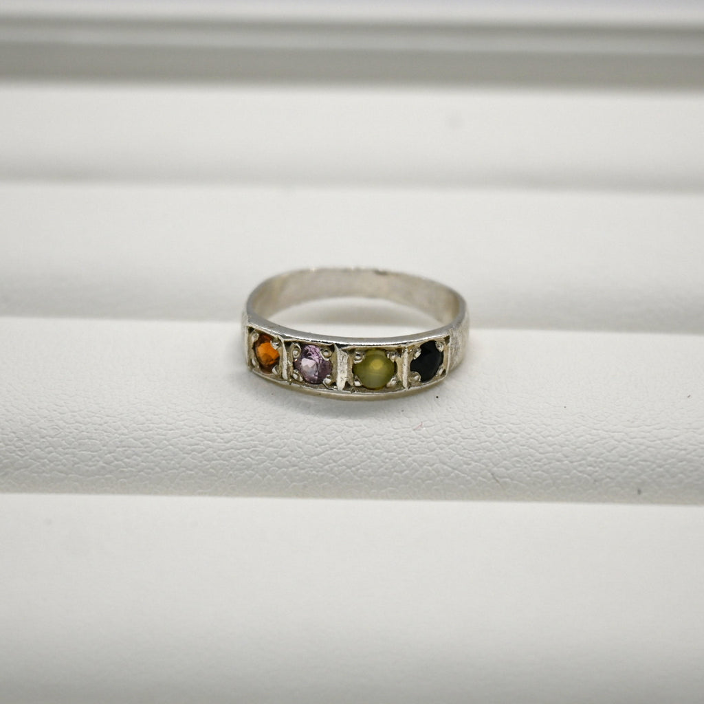 HR0011 4-Piece Linear Sapphire Ring 925 Silver Sri Lanka Gemstone