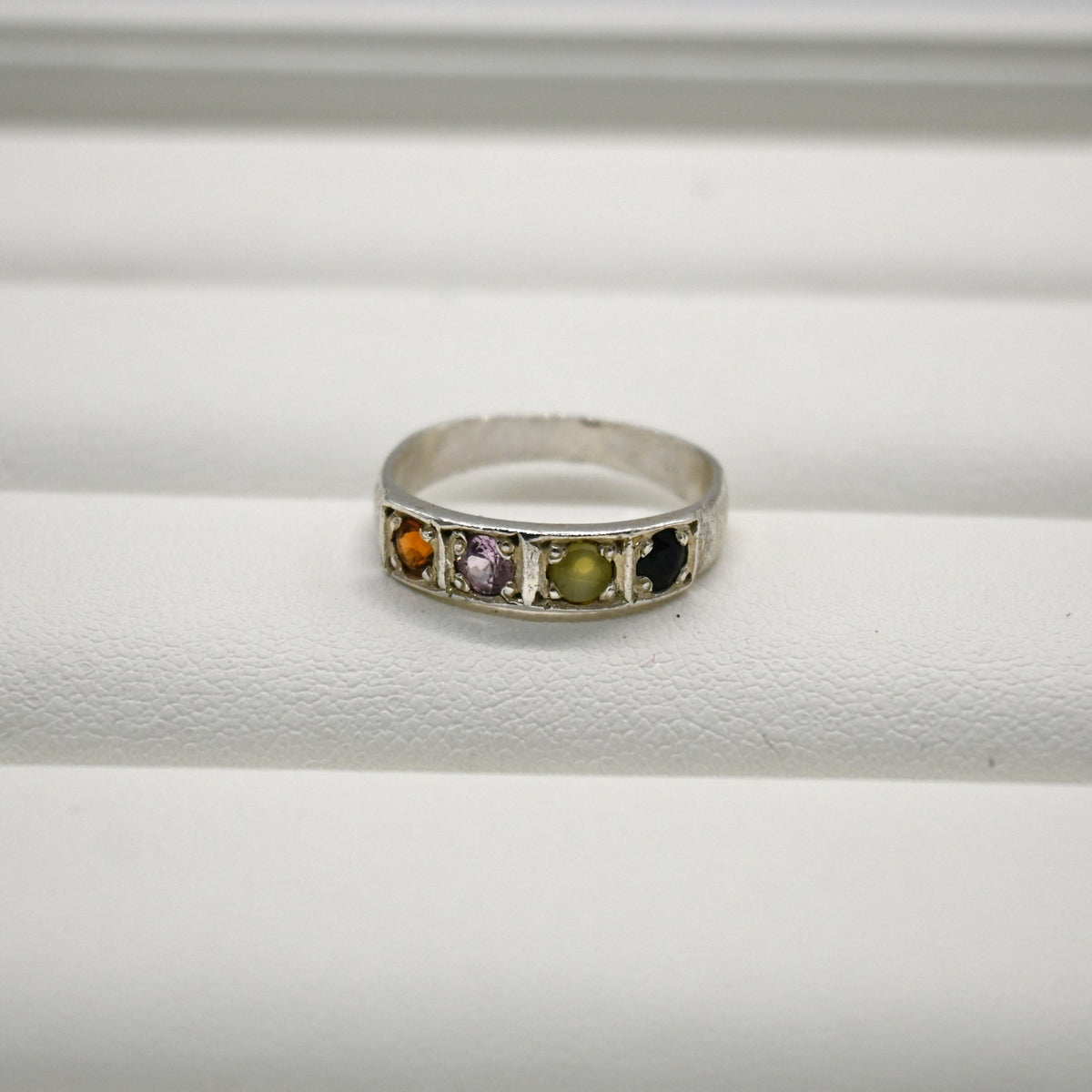 HR0011 4-Piece Linear Sapphire Ring 925 Silver Sri Lanka Gemstone