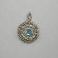 HP0003 Aquamarine Mandala Pendant Sterling Silver Gem