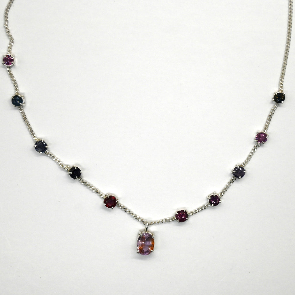 HN0001 Minimal Spinel Necklace 925 Sterling Silver Gem
