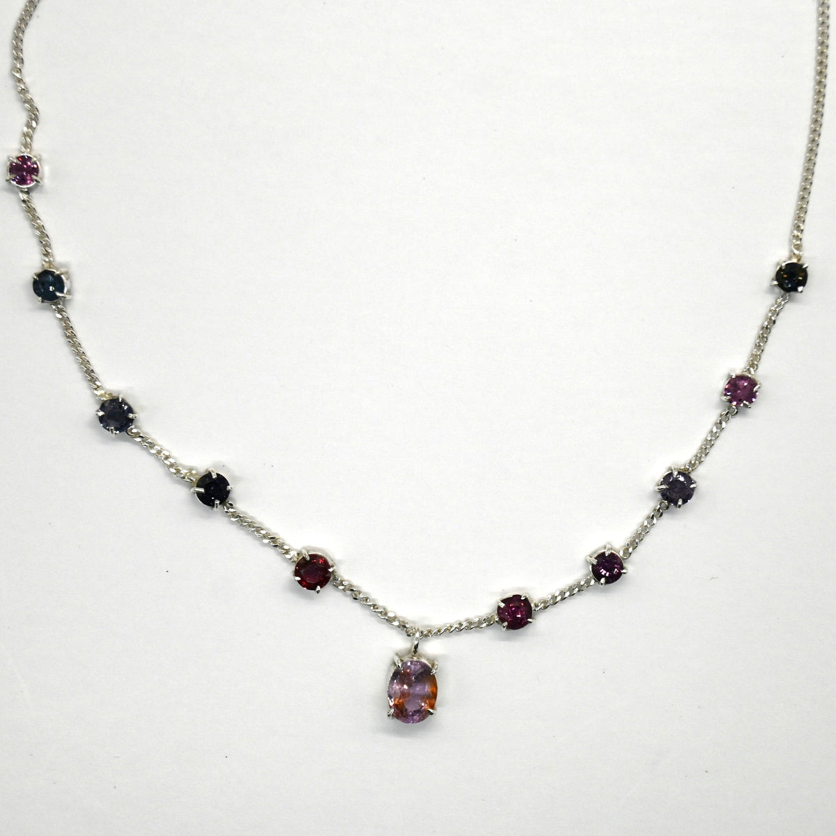 HN0001 Minimal Spinel Necklace 925 Sterling Silver Gem