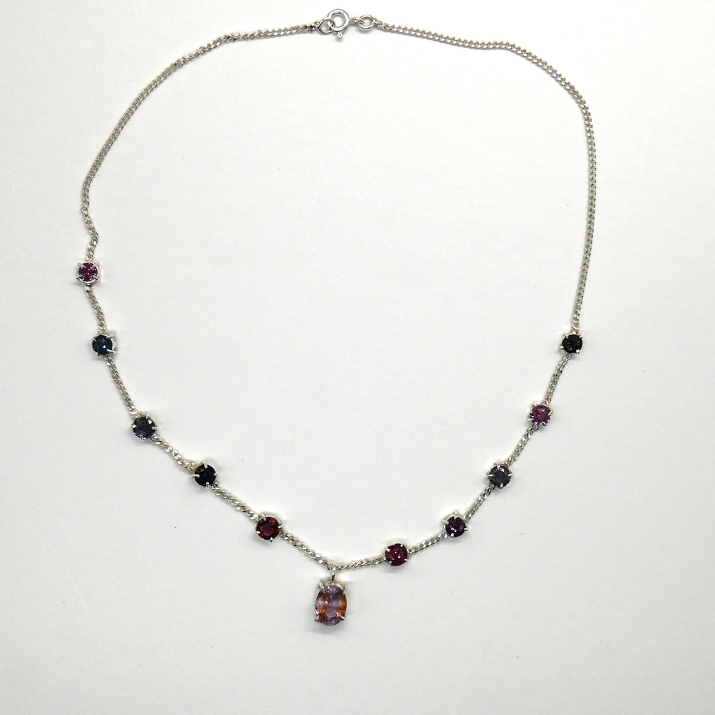 HN0001 Minimal Spinel Necklace 925 Sterling Silver Gem