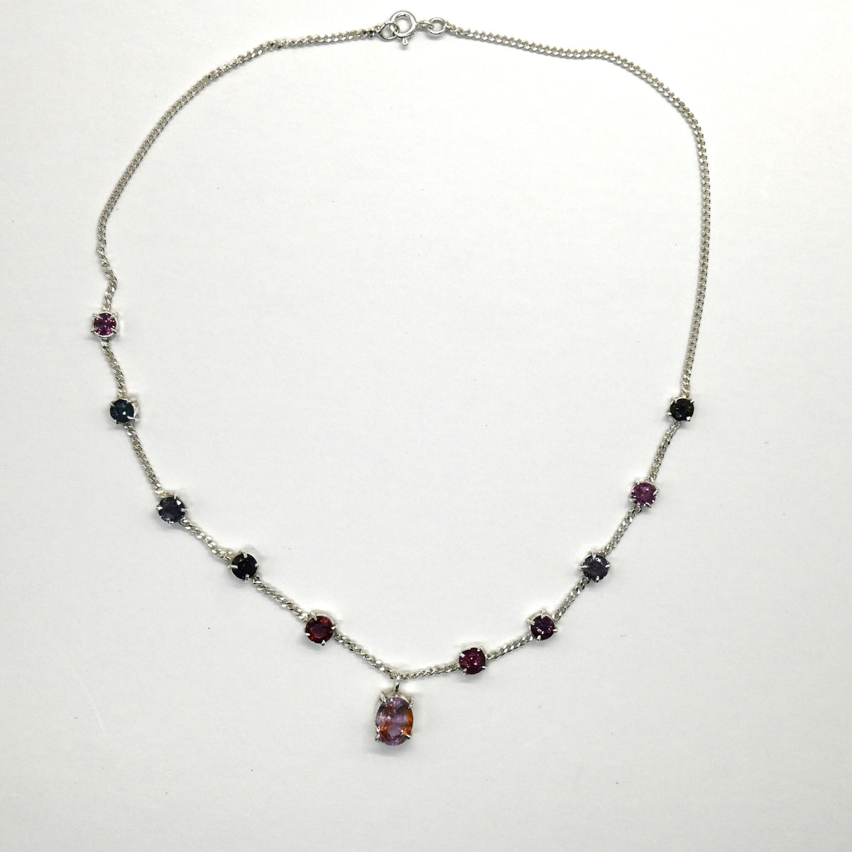 HN0001 Minimal Spinel Necklace 925 Sterling Silver Gem
