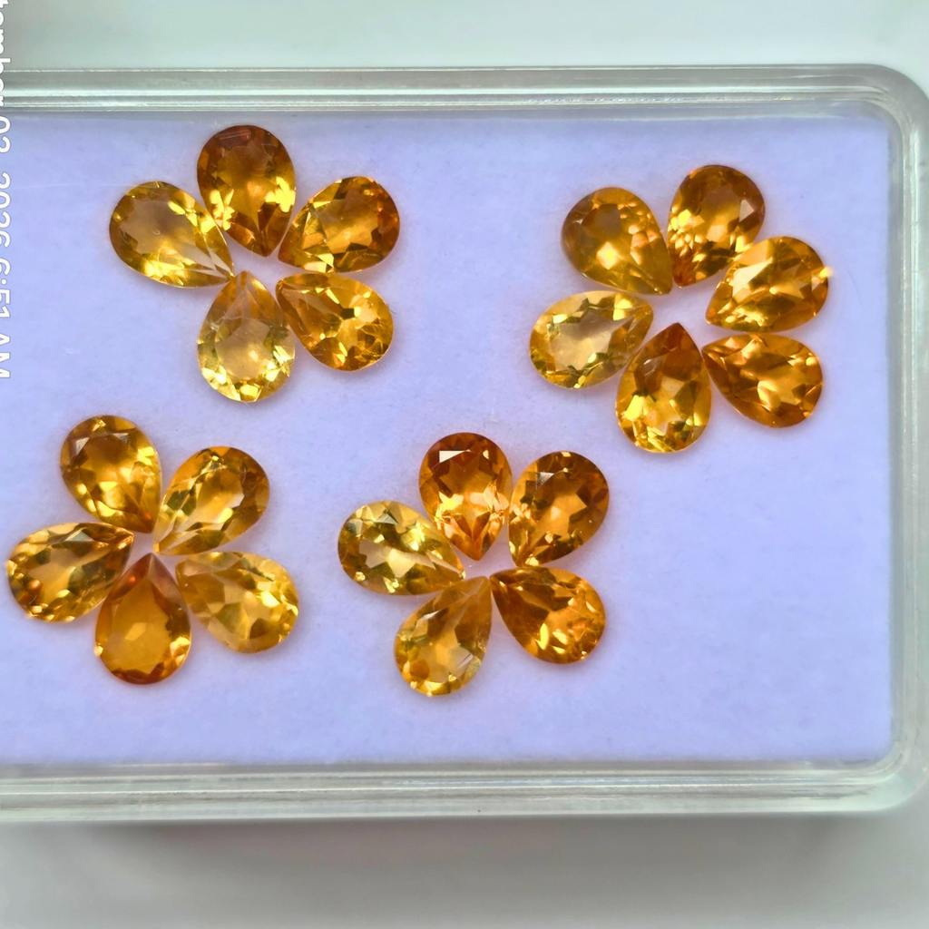 13.85 Ct Natural Yellow Topaz Pear Lot, 5x7mm, 20 Pcs, Sri Lanka