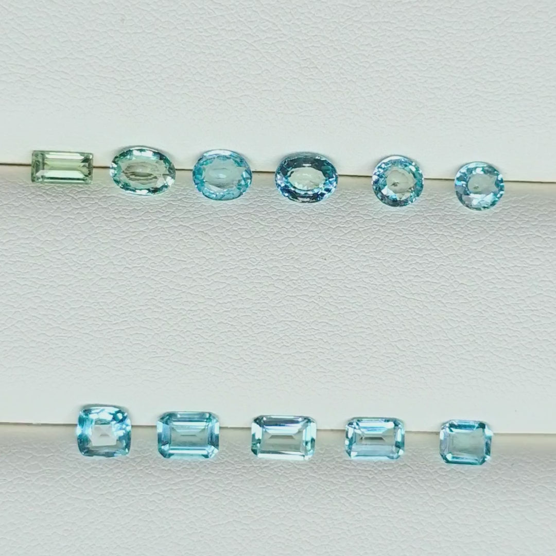 5.46 Ct Natural Aquamarine Parcel, 11 Pieces, Mixed cuts, Sri Lanka