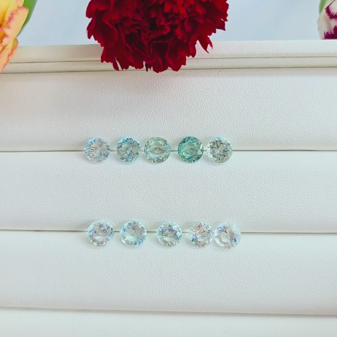 16.74 Ct Natural Aquamarine Parcel, 10 Pieces, Round, Sri Lanka