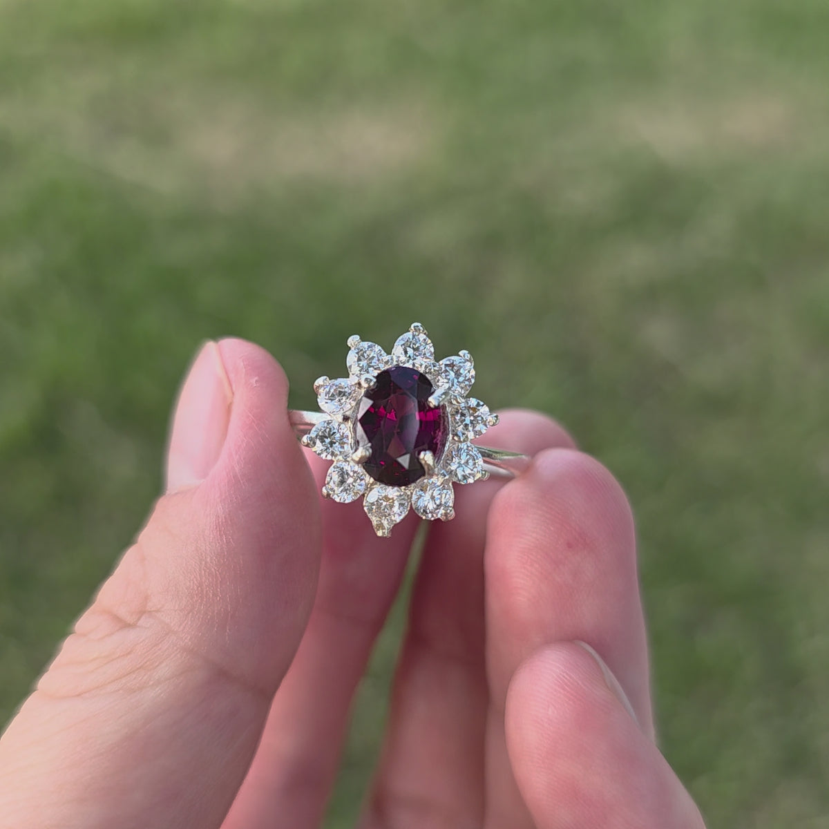 HR0004 Oval Red Garnet Ring Sterling Silver Sri Lanka Gem