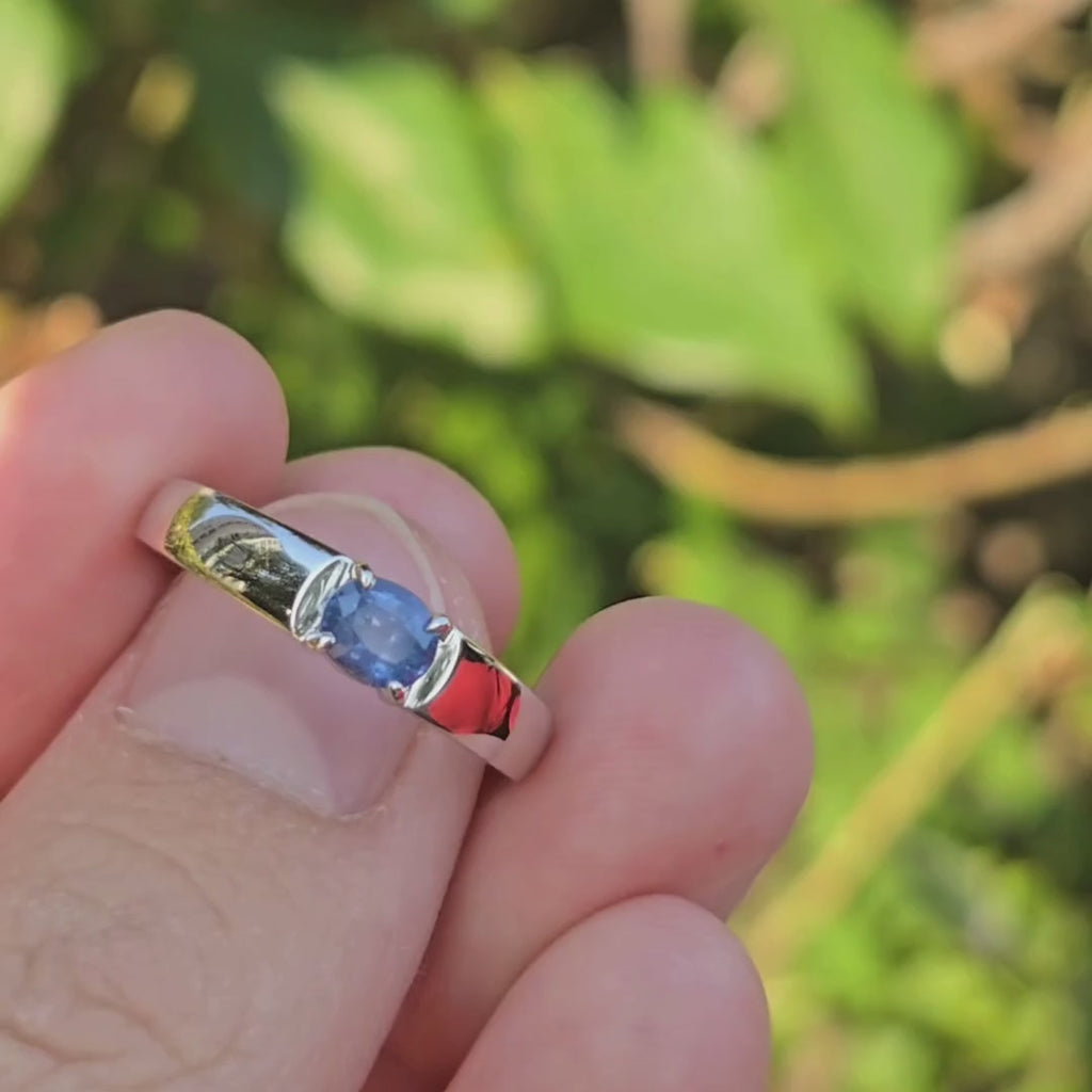 RIP004 0.45ct Ceylon Blue Sapphire Platinum Ring - Size 14