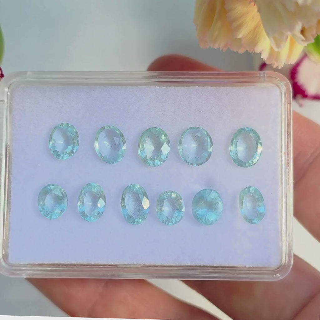 10.24 Ct Natural Aquamarine Parcel, 11 Pieces, Oval, Sri Lanka