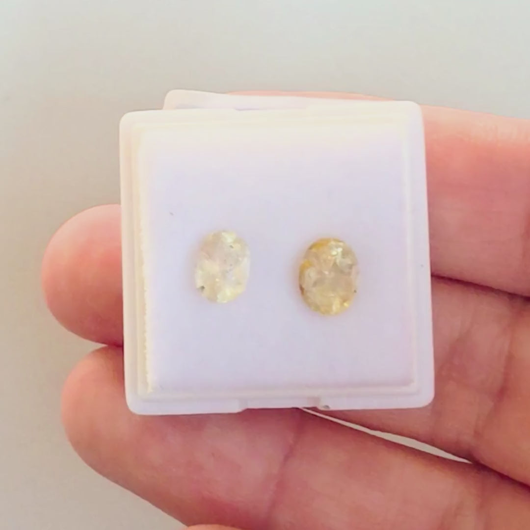 SAL007 2.35ct Natural Yellow Sapphire Duo - Character Inclusion Pair