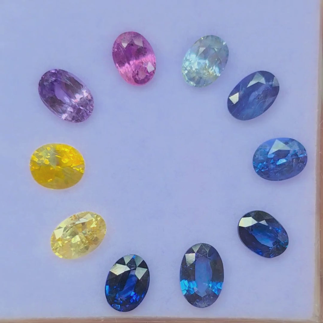 SL2602 6.9 Ct Natural Mix Color Sapphire Lot, 10 Pcs, Sri Lanka