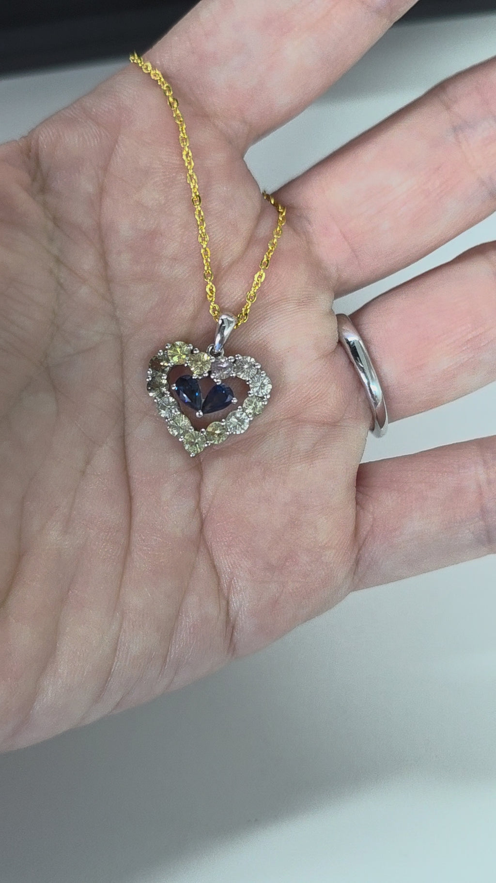PES006~09 Sapphire Heart Shape Artisan Silver Pendant