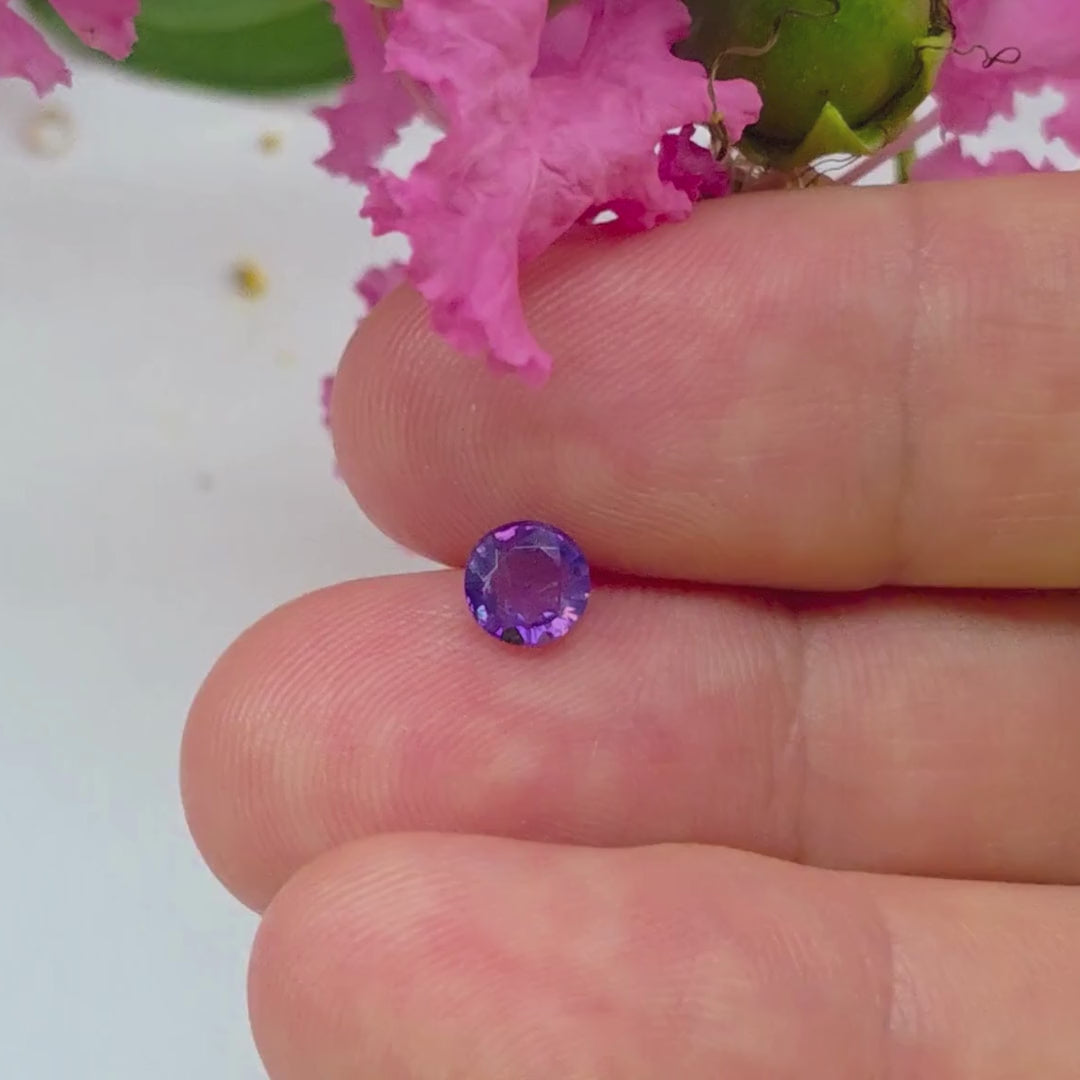 FS2616 0.75 Ct Natural Purple Sapphire, Round, Sri Lanka