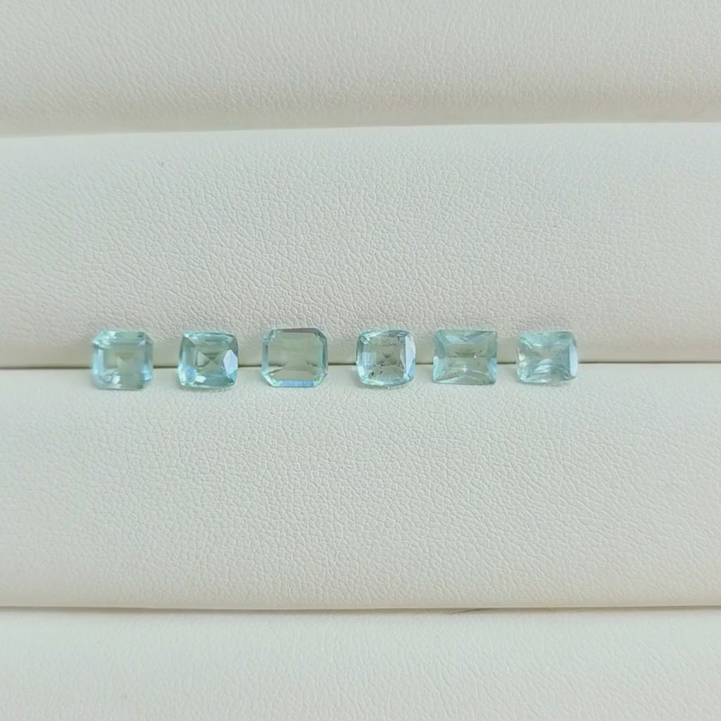 5.27 Ct Natural Aquamarine Parcel, 6 Pieces, Mixed cuts, Sri Lanka