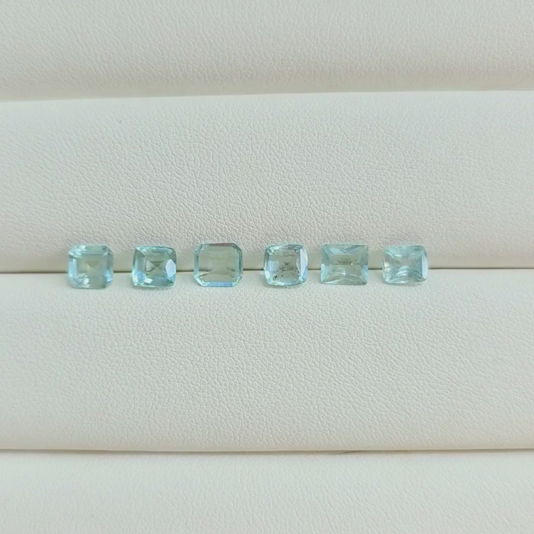 5.27 Ct Natural Aquamarine Parcel, 6 Pieces, Mixed cuts, Sri Lanka