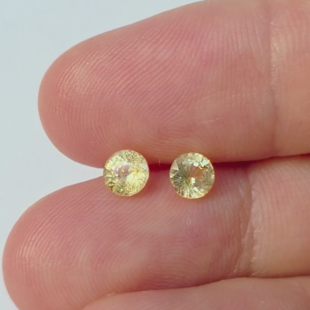 SP2602 1.04 Ct Natural Yellow Sapphire Matched Pair, Round, Sri Lanka
