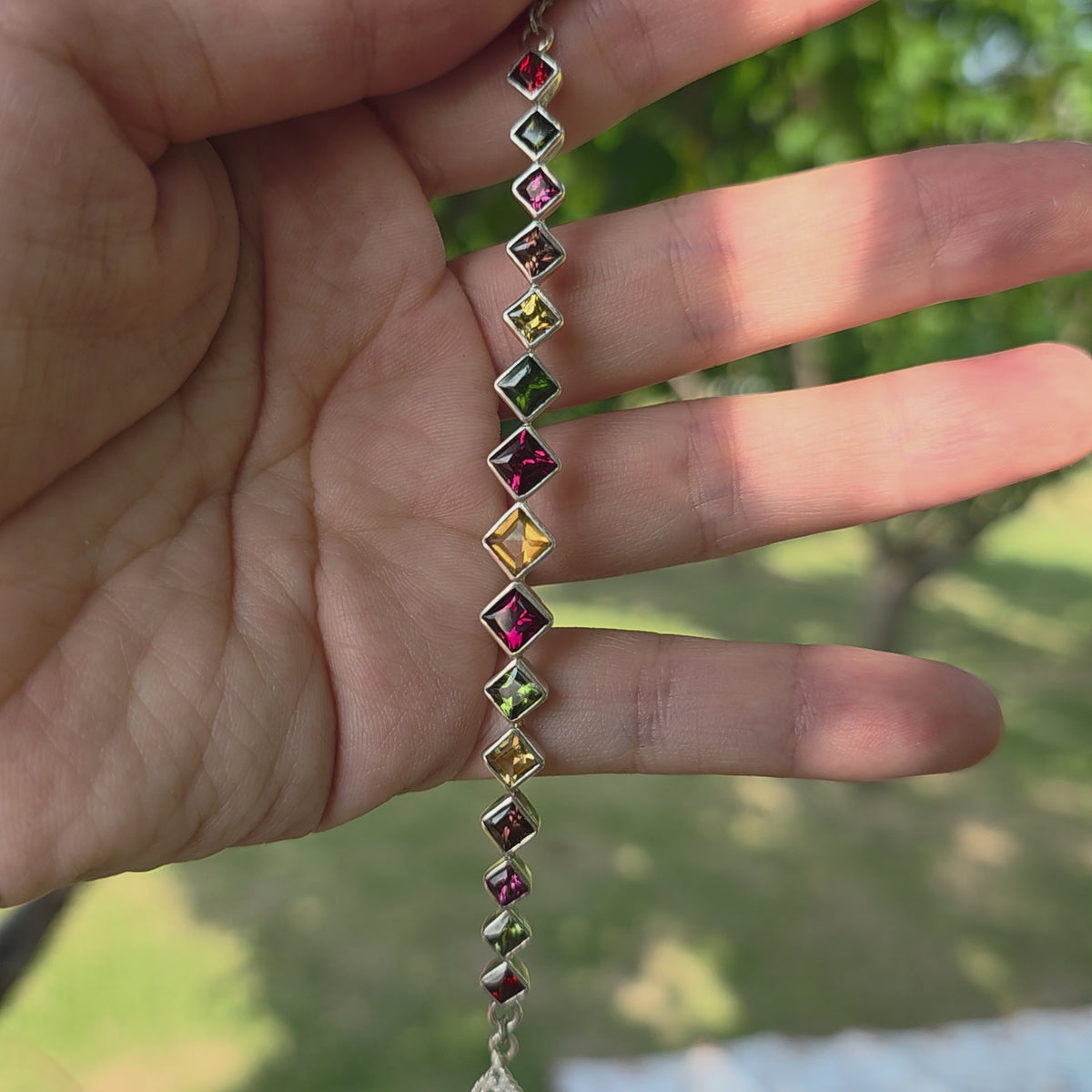 HB0004 Vibrant Multi-Gemstone Spinel Bracelet in 925 Sterling Silver (16cm)
