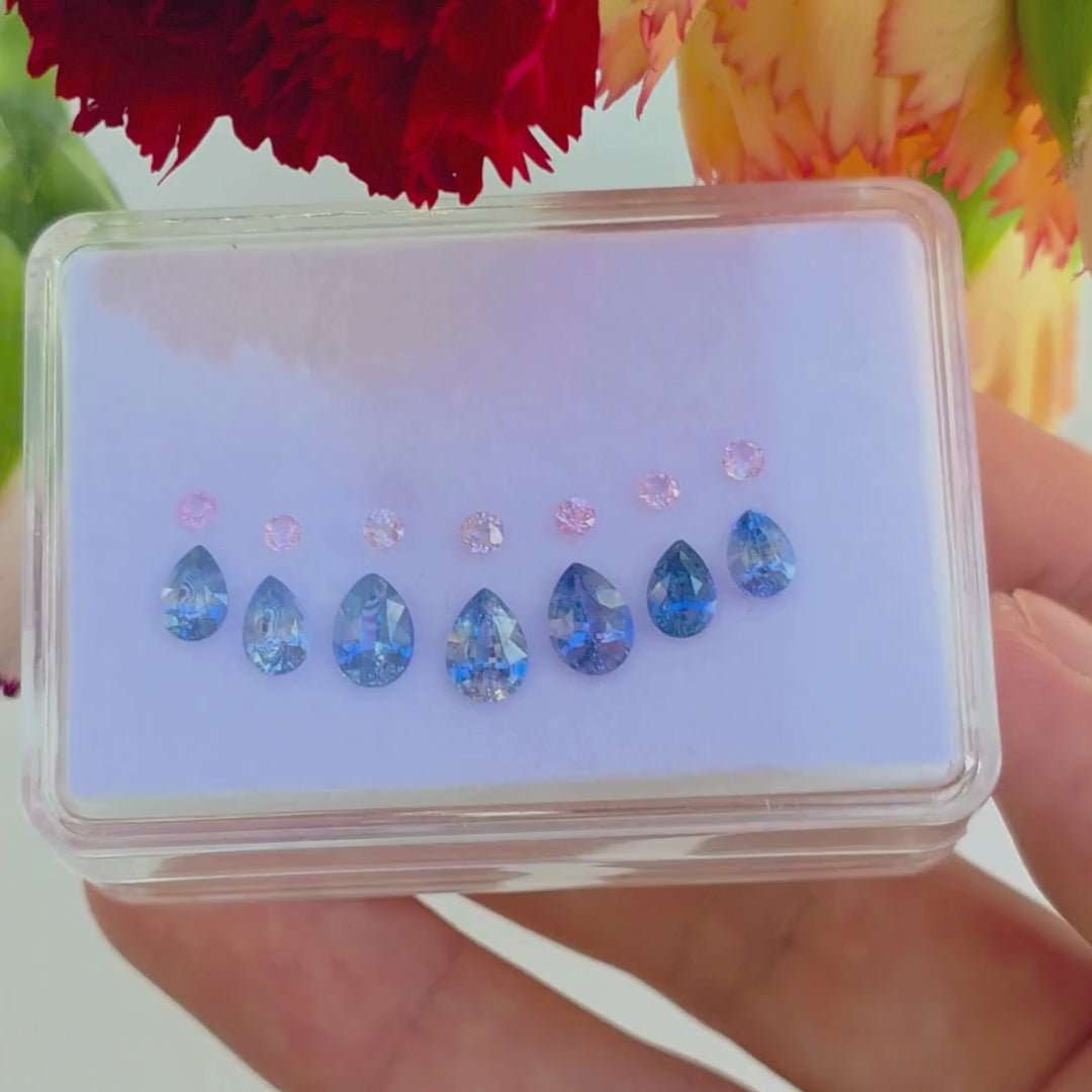 SL2607 5 Ct Natural Sapphire Set, Blue & Pink, Sri Lanka