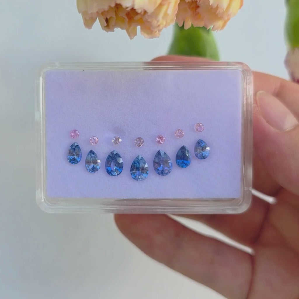 SL2607 5 Ct Natural Sapphire Set, Blue & Pink, Sri Lanka