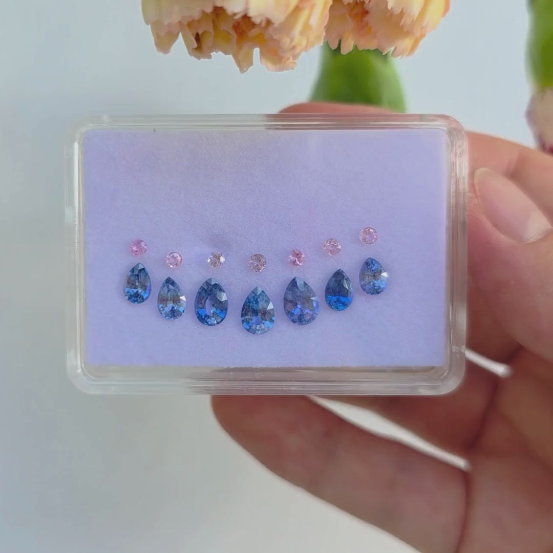 SL2607 5 Ct Natural Sapphire Set, Blue & Pink, Sri Lanka