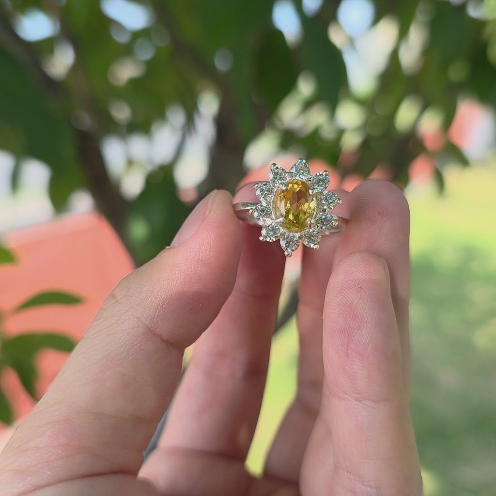 HR0005 Yellow Citrine Ring 925 Silver Sri Lanka Gemstone
