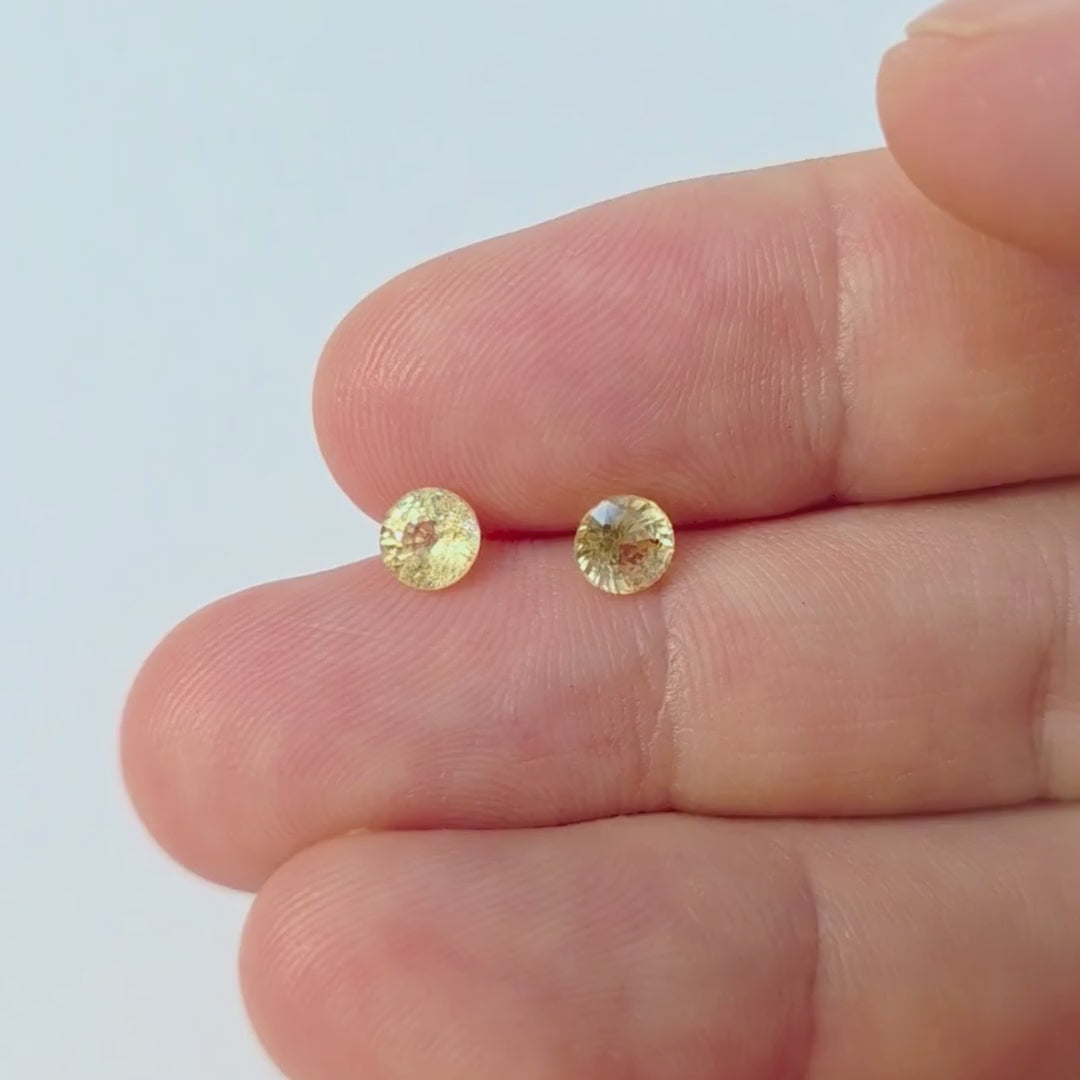 SP2602 1.04 Ct Natural Yellow Sapphire Matched Pair, Round, Sri Lanka