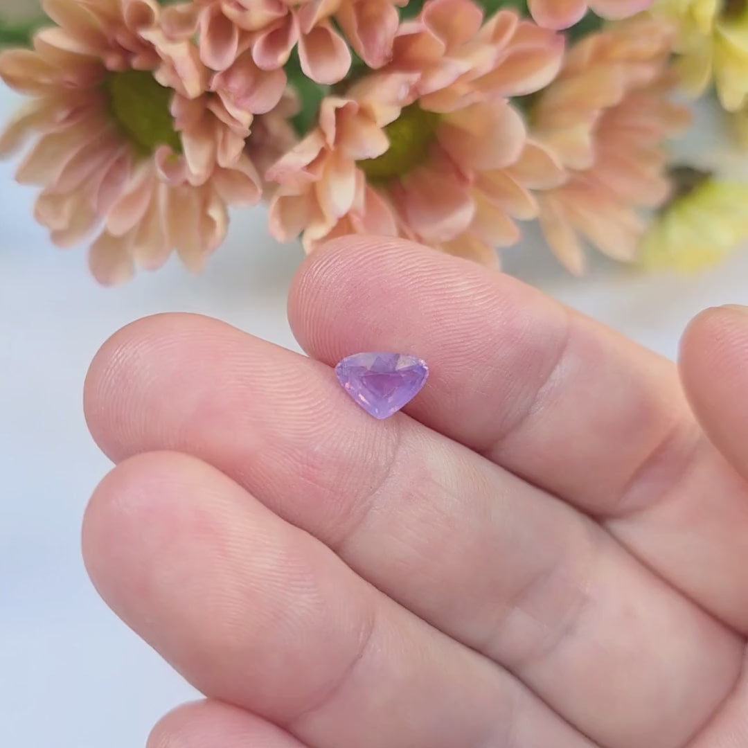 FS2607 1.30 Ct Natural Purple Sapphire, Trillion Cut, Sri Lanka