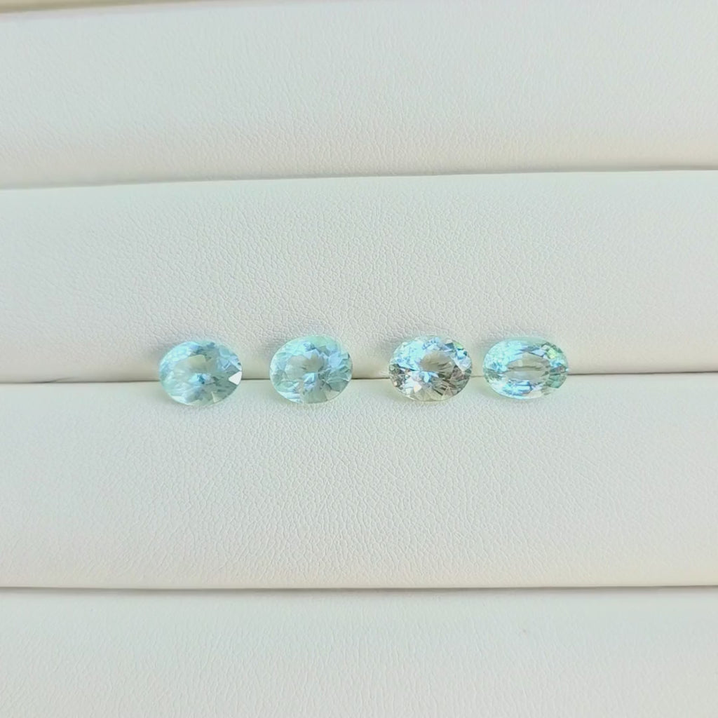 9.6 Ct Natural Aquamarine Parcel, 4 Pieces, Oval, Sri Lanka