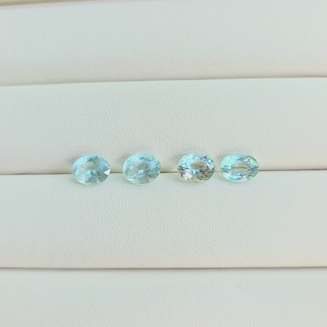 9.6 Ct Natural Aquamarine Parcel, 4 Pieces, Oval, Sri Lanka