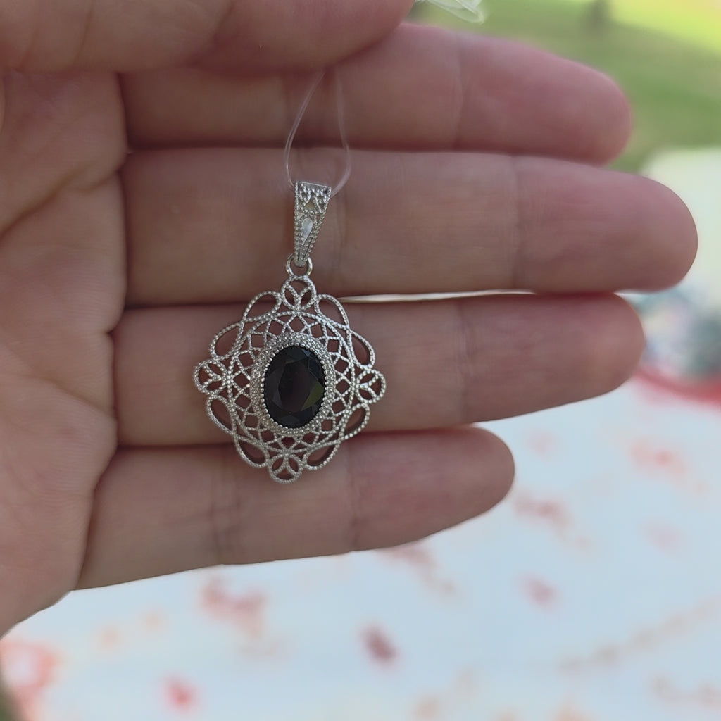 PES019~22 Vintage Filigree 3ct Natural Semiprecious Gems Statement Pendant
