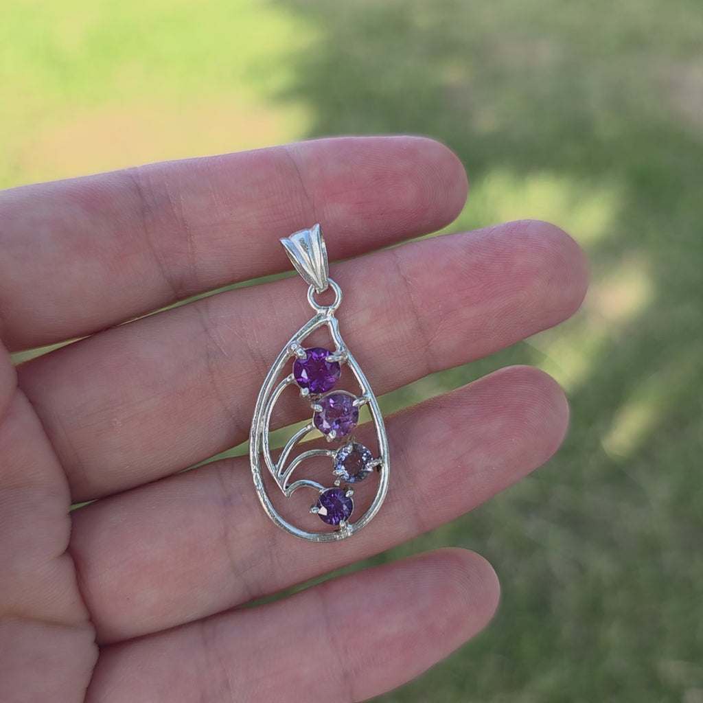 HP0006 Amethyst Teardrop Pendant 925 Silver Sri Lanka Gem