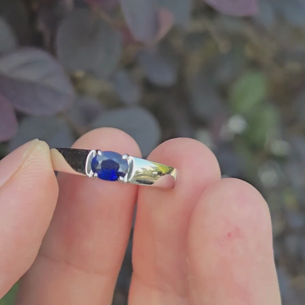RIP005 0.5ct Brilliant Blue Sapphire Platinum Ring - Size 15