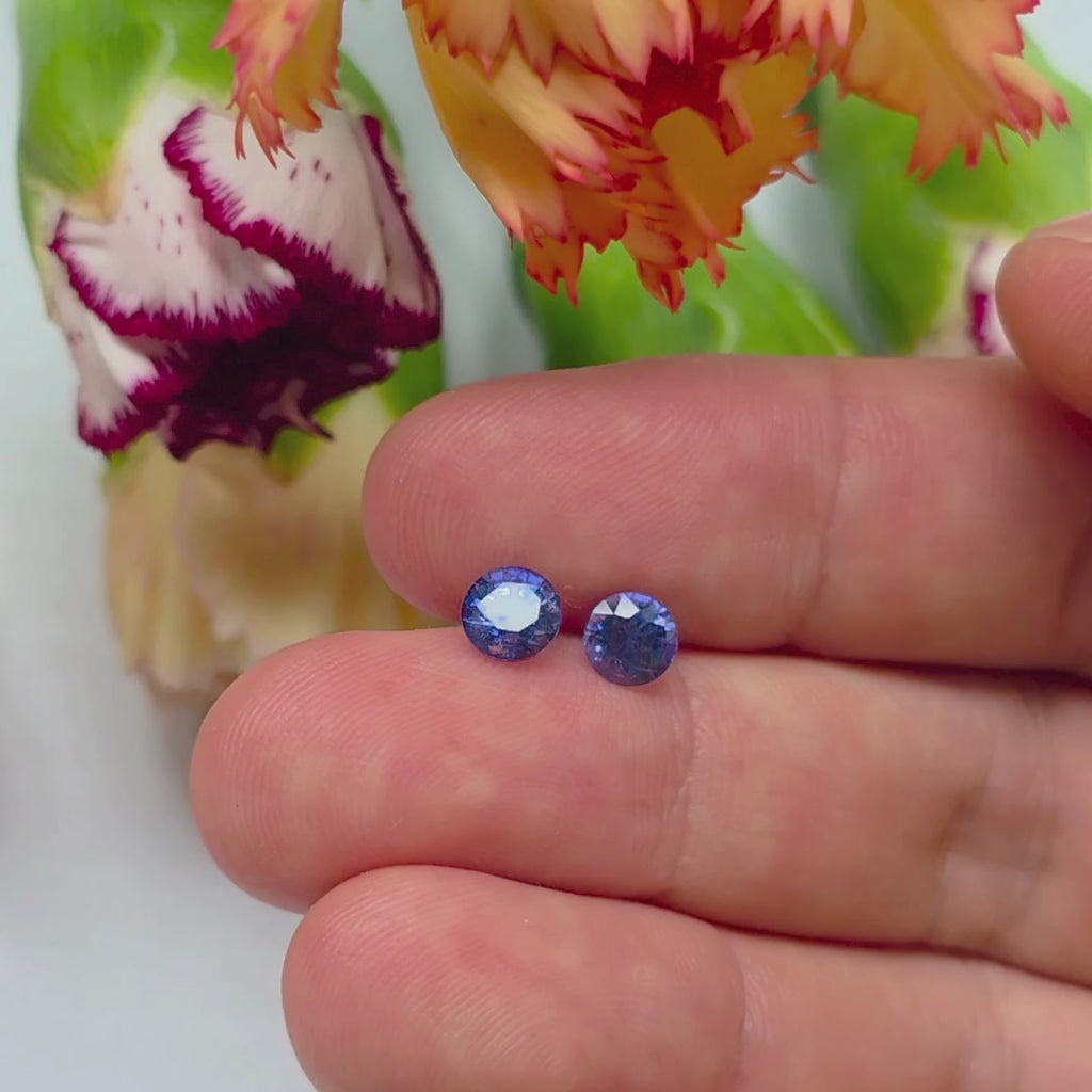 SP2601 1.5 Ct Natural Blue Sapphire Pair, Round, Sri Lanka