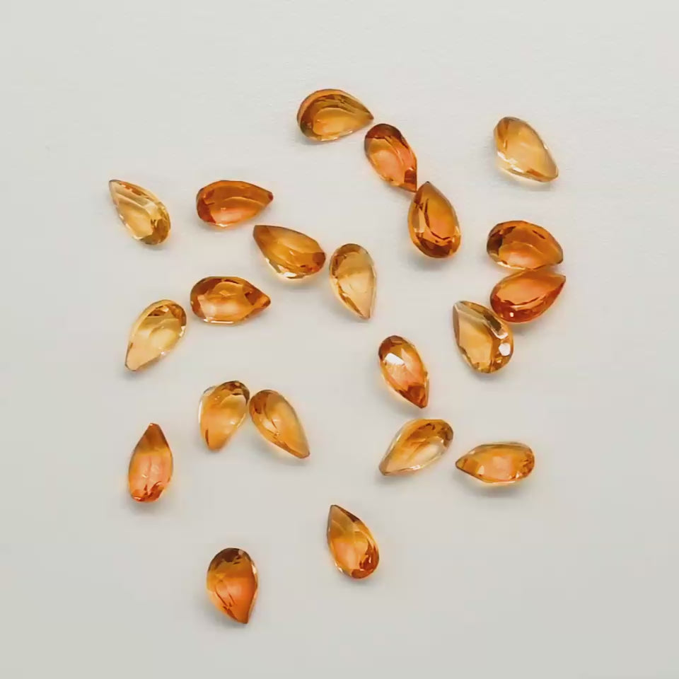 13.85 Ct Natural Yellow Topaz Pear Lot, 5x7mm, 20 Pcs, Sri Lanka