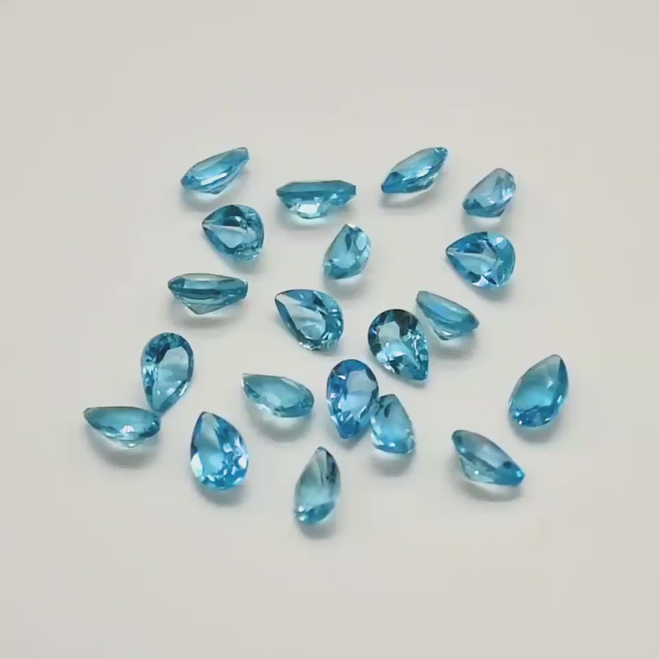 15.75 Ct Natural Blue Topaz Pear Lot, 5x7mm, 20 Pcs, Sri Lanka