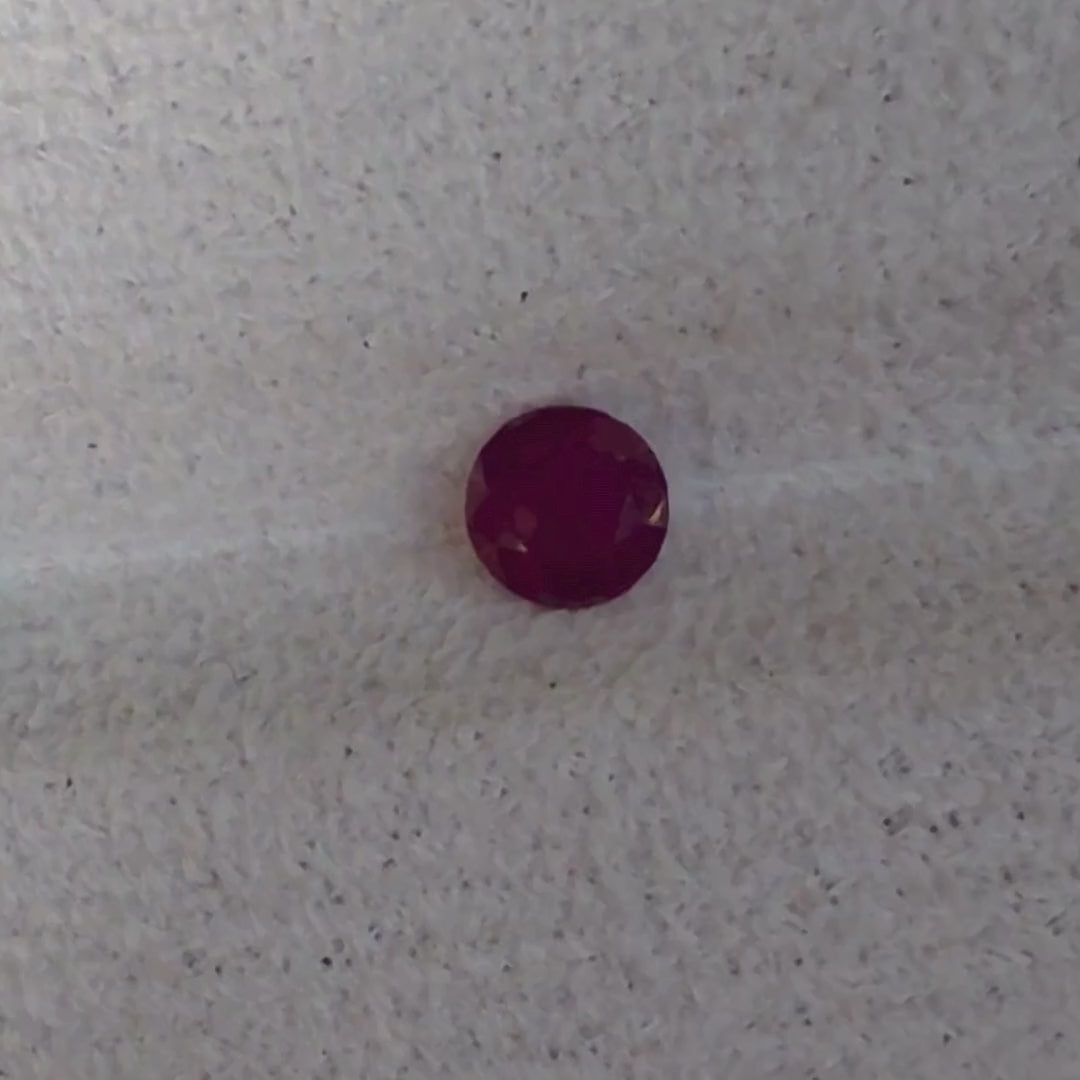 RU0003 0.77ct Burmese Ruby - Rare Round Brilliant Cut
