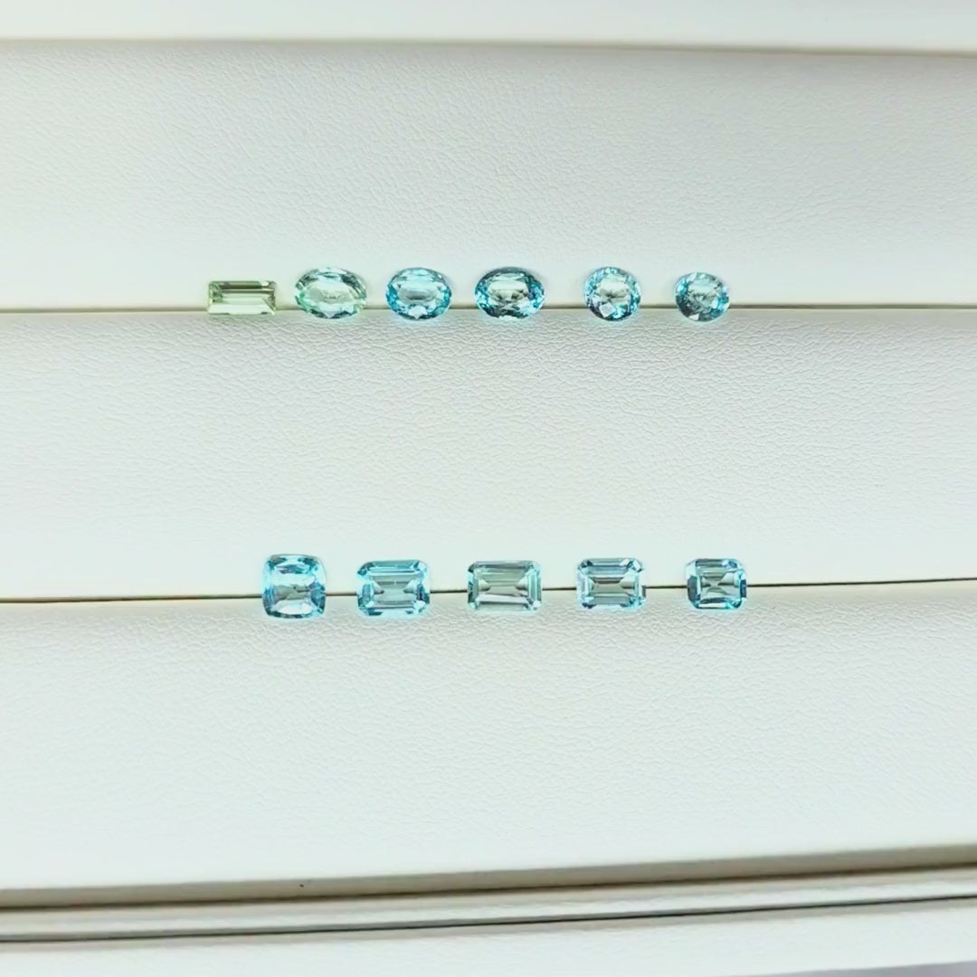 5.46 Ct Natural Aquamarine Parcel, 11 Pieces, Mixed cuts, Sri Lanka